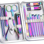 2020 New Rainbow Manicure Kits 18 Pcs Nail Clippers for Women Gift SFYDOM Women's Rainbow Leather Manicure Set (18-RainbowManicure Kits)